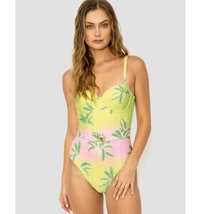 Bari Palm Print Swimsuit - Size M
